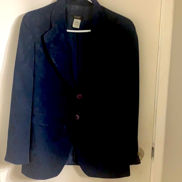 Deep navy Italian blazer with rose pattern. - Picture 1 of 6
